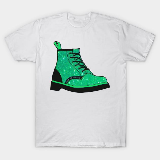 Green Glittery Boot T-Shirt by ROLLIE MC SCROLLIE